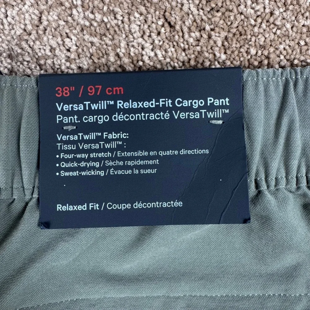 Lululemon VersaTwill Relaxed-Fit Cargo Pant Army Green Mens 38 LM5B13S NEW $148
